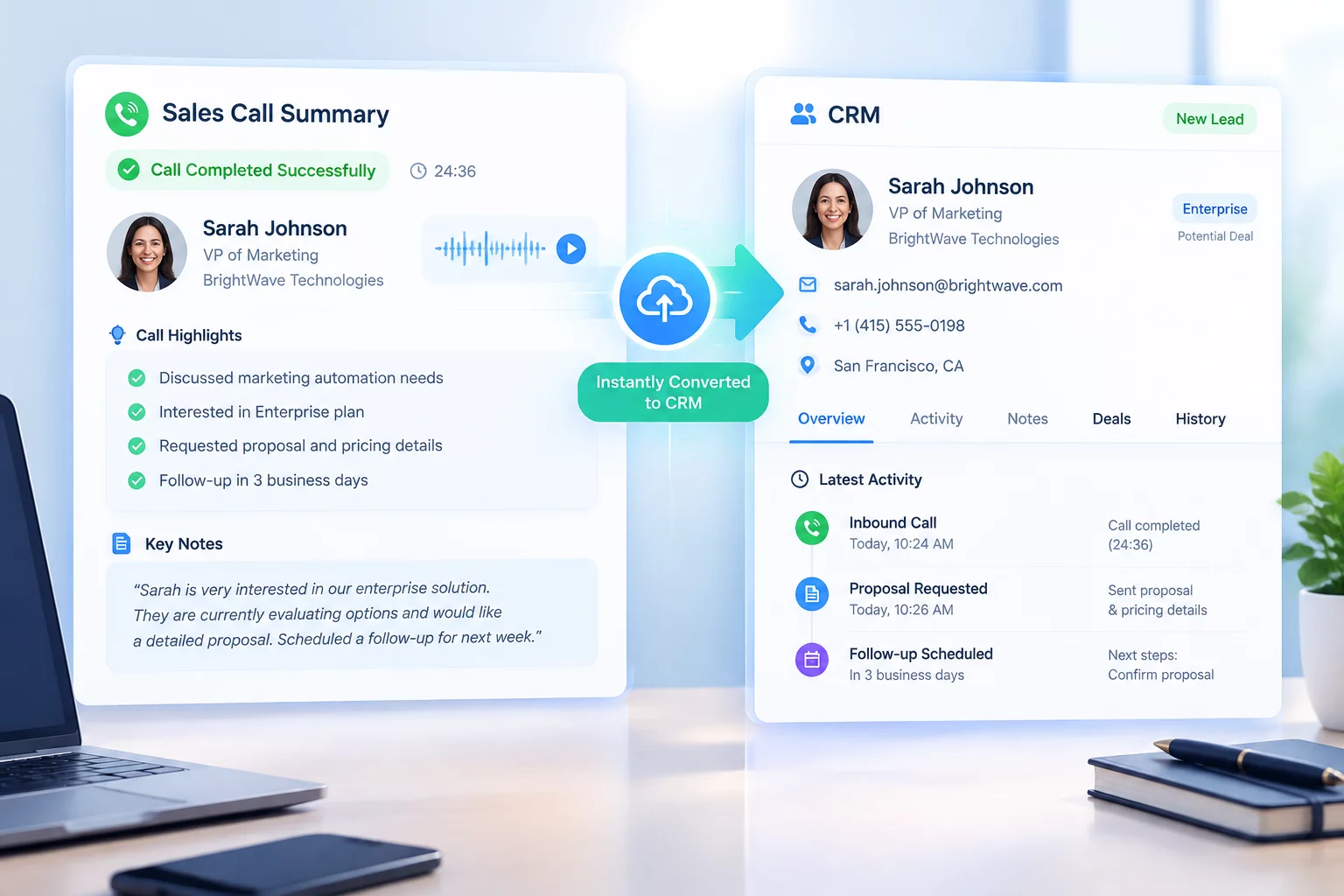 CloudTalk Sales Call AI Summarization